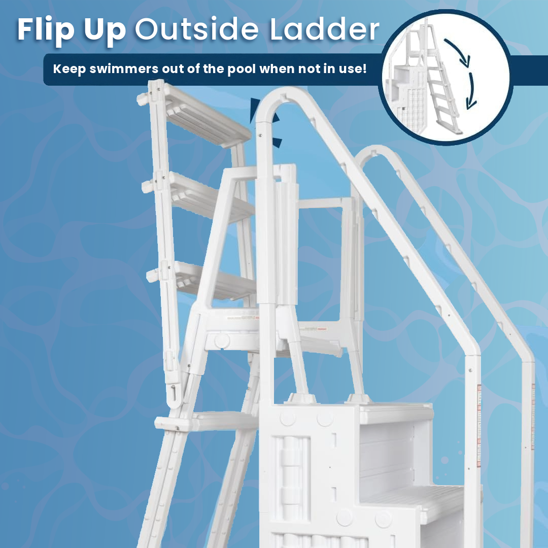 Poolzilla Step for 48’’ to 54’’ in. Above Ground Pools with Flip-up Outside Ladder