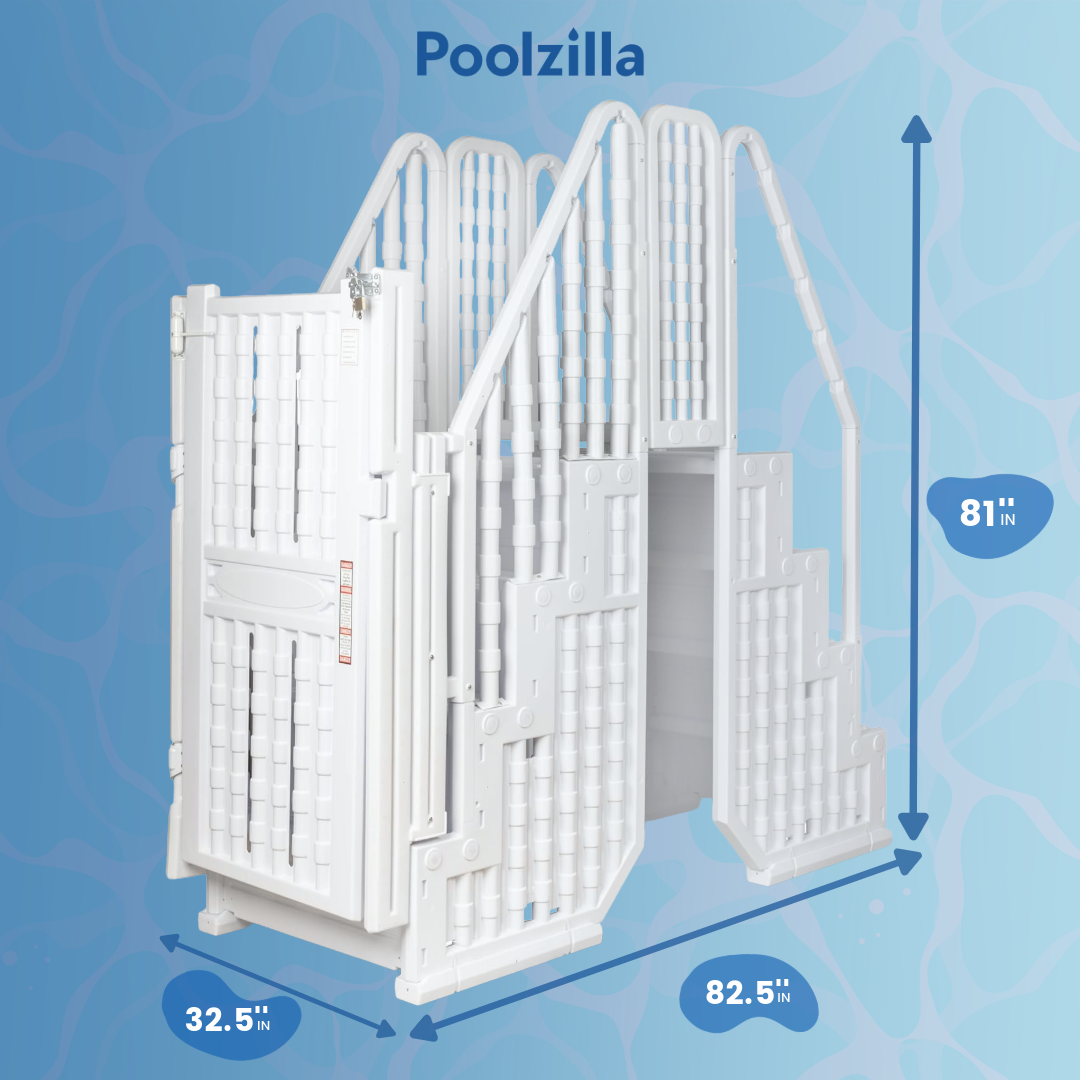 Poolzilla Premium Pool Step & Ladder System with Crossover Bridge — Fits 48"–54" Above Ground Pools