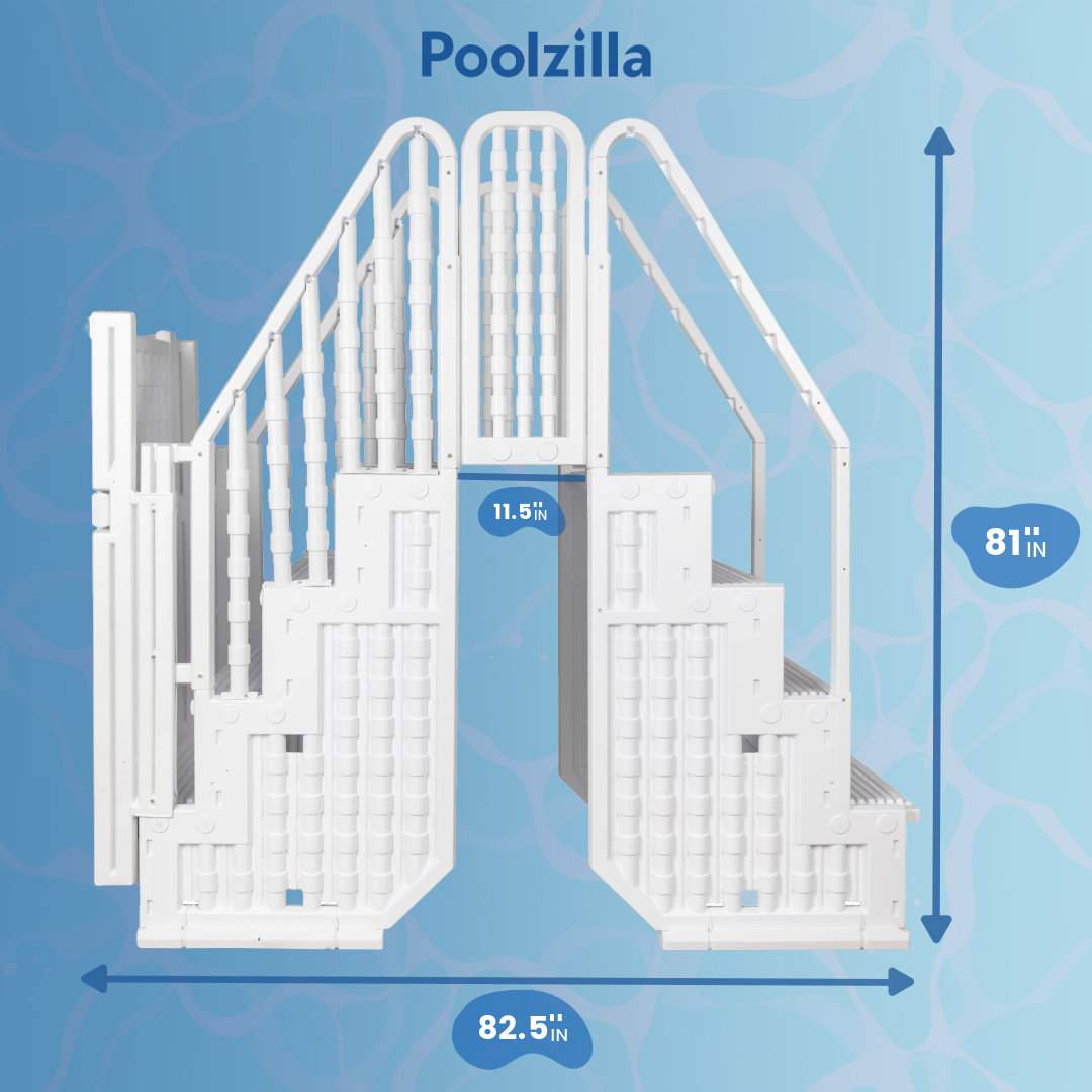 Poolzilla Premium Pool Step & Ladder System with Crossover Bridge — Fits 48"–54" Above Ground Pools