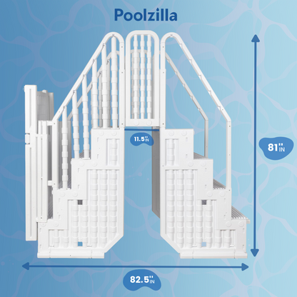 Poolzilla Premium Pool Step & Ladder System with Crossover Bridge — Fits 48"–54" Above Ground Pools