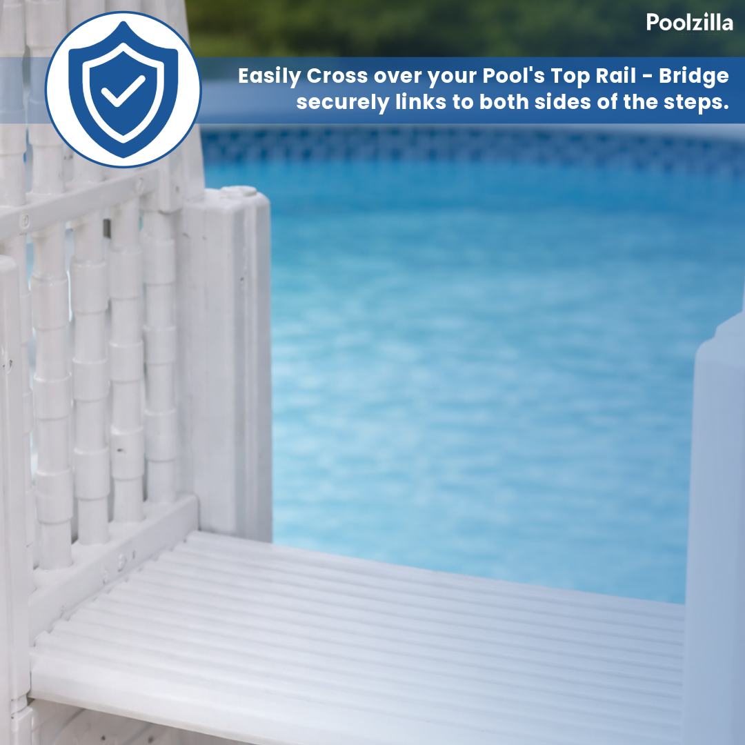 Poolzilla Premium Pool Step & Ladder System with Crossover Bridge — Fits 48"–54" Above Ground Pools