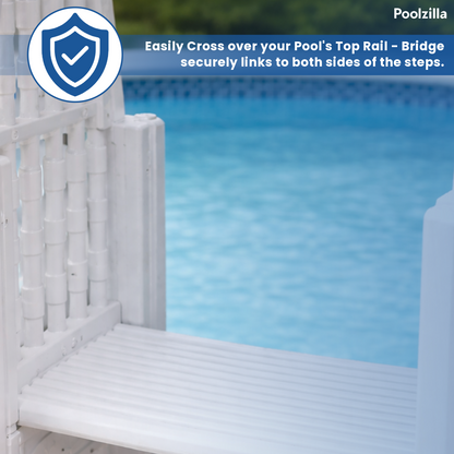 Poolzilla Premium Pool Step & Ladder System with Crossover Bridge — Fits 48"–54" Above Ground Pools