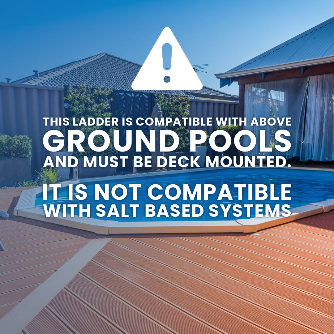 Poolzilla in-Pool Ladder - Deck Mounted All Stainless Steel Entry and Exit System with a Resin Swivel Base Step, Supports up to 250 LBS - for 48’’ to 54'’ in. Swimming Pools