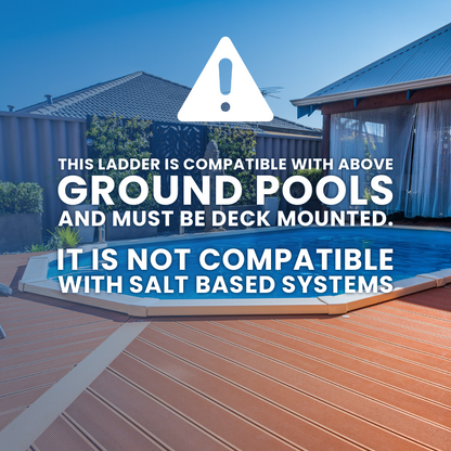 Poolzilla in-Pool Ladder - Deck Mounted All Stainless Steel Entry and Exit System with a Resin Swivel Base Step, Supports up to 250 LBS - for 48’’ to 54'’ in. Swimming Pools