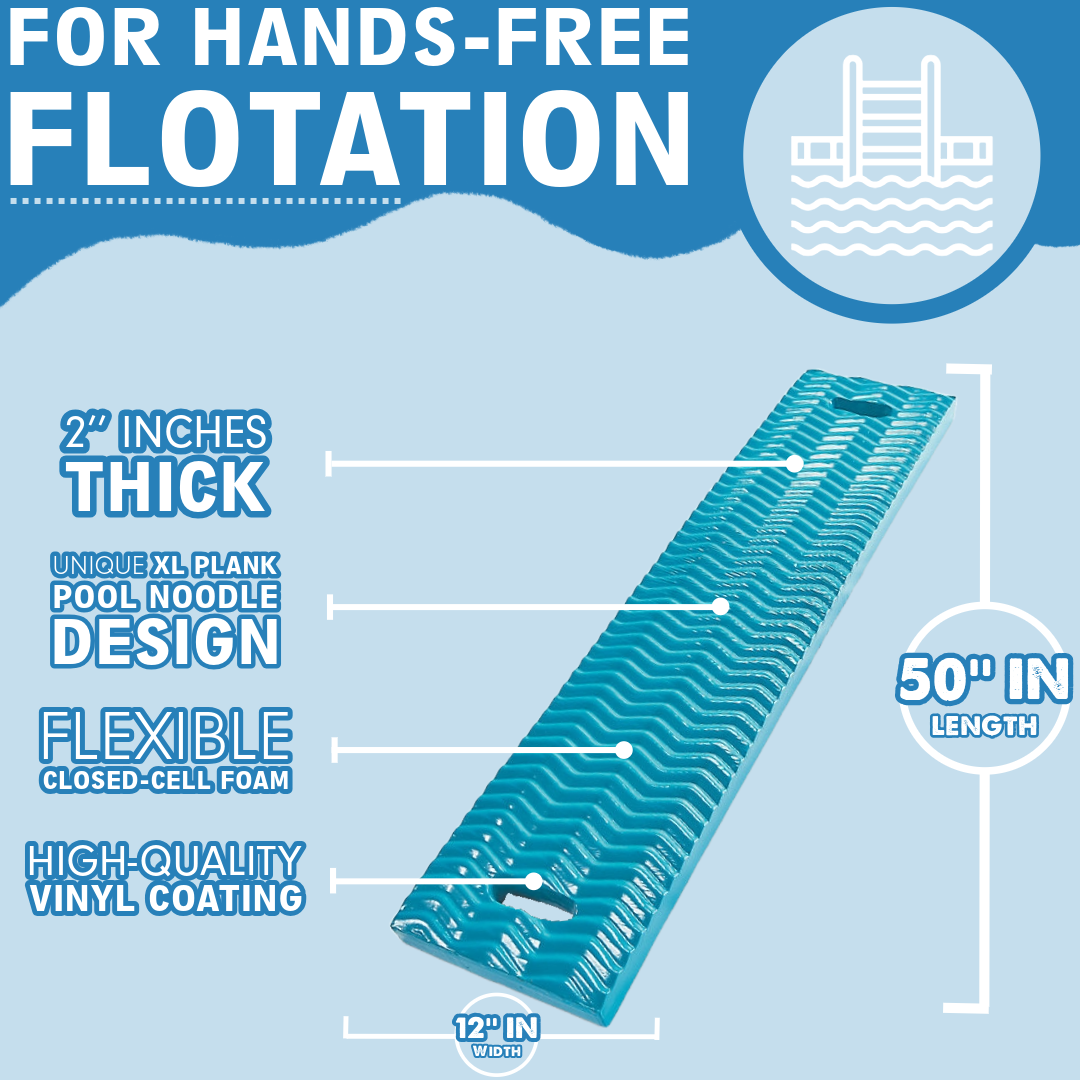 Poolzilla Noodle Plank Pool Float - 50’’ Lounger for Pools, Spas, and
