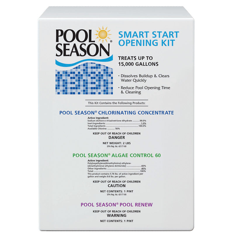 Pool Season 15k Gallon Smart Start Opening Kit (2# Di-Chor, 1 pint Algaecide 60, 1pt Spring Renew)