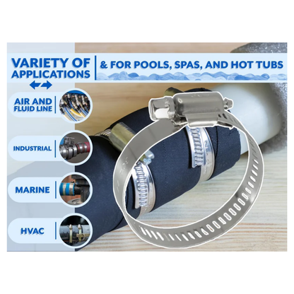 Poolzilla Stainless Steel Hose Clamp for 1 ¼'' to 2'' Pool Filter Connection Hoses