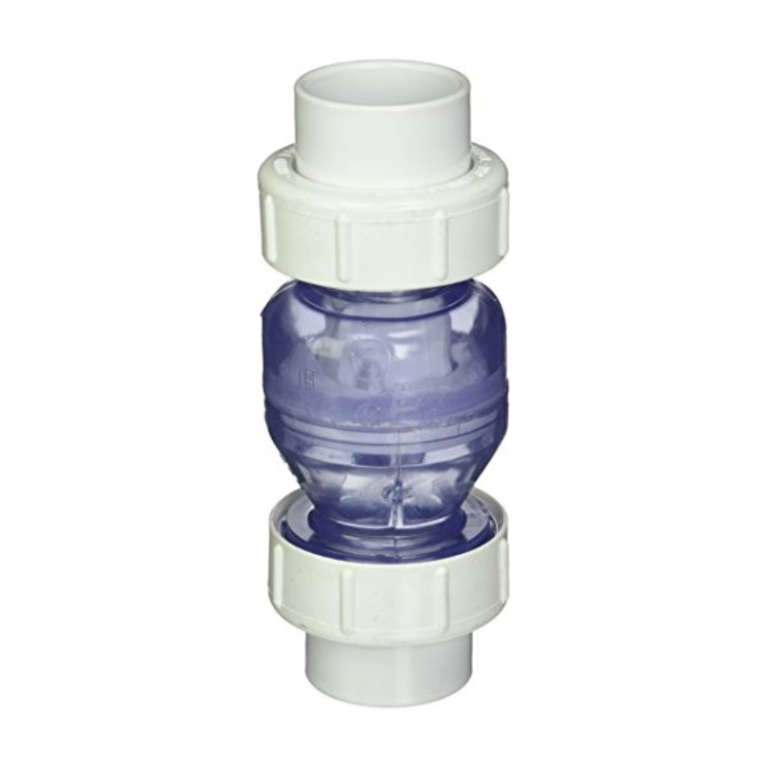 Flo Control True Union Spring Check Valve, 1-1/2" Clear PVC | 1700C-15