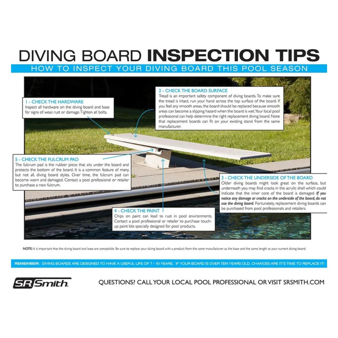 S.R. Smith 66-209-270S3T Fibre-Dive Replacement Diving Board with Matching Tread, 10-Feet, Marine Blue