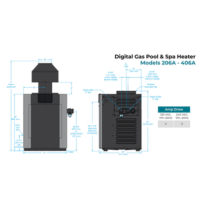 Raypak Digital Brass ASME Copper Natural Gas Pool Heater 017372 | 266,000 BTU