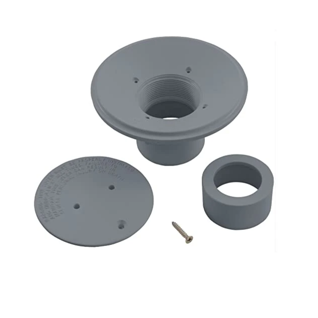 Custom Molded 25527-107-000 Floor Inlet Fitting 2" Skt x 1.5" Red Graphite Gray