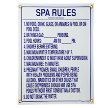 Pentair R234900 Florida Spa Rules Spa Sign