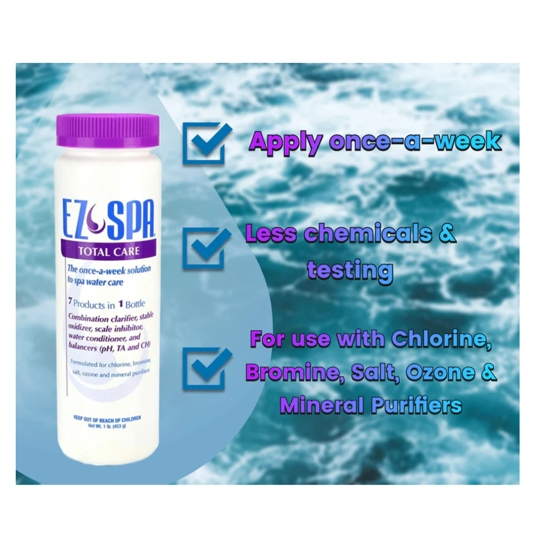 EZ Spa Total Care Weekly Bundle, EZ Spa Total Care Solution (1 LB) with Scum Star Sponge