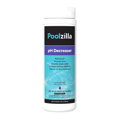 Poolzilla pH Decreaser (3 LBS) Prevent Scale and Cloudy Water, Sanitizer Efficiency