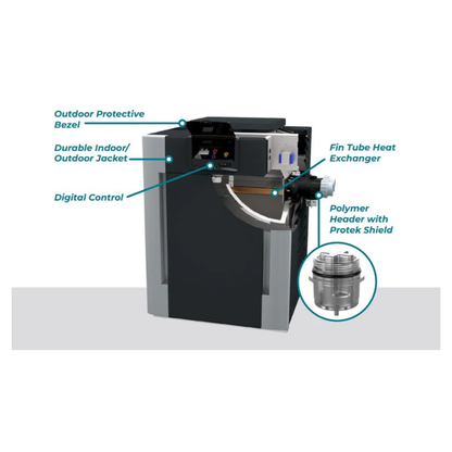 Raypak B-R206A-EN-X #50 Digital ASME Natural Gas Heater | 199.5K BTU | Cupro-Nickel Exchanger, 206 lbs, 2” Bronze Headers, ProTek Shield Module | 017399