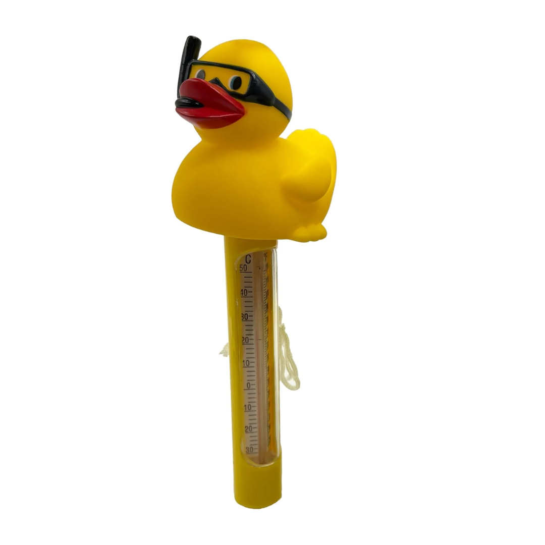 Poolzilla Diver Duck Thermometer - Easy Read Water Temperature Floater with String