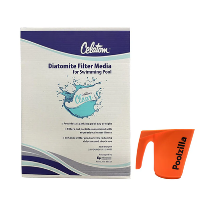 Poolzilla 25LB Celatom Diatomaceous Earth (DE) Pool Filter Aid, with Added DE Scooper