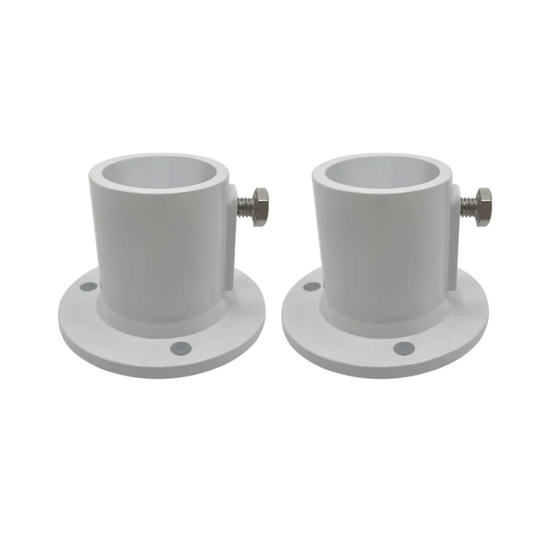 Poolzilla Deck Anchor Flange, High Grade Cast Aluminum in Matte White, Diameter: 1 1/2"