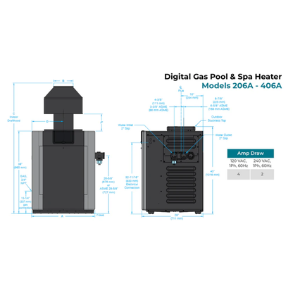 Raypak P-R406A-EP-C Digital Propane Gas Heater | 399K BTU | 009227