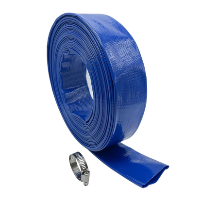 Poolzilla Heavy Duty Swimming Pool Backwash Hose | 2"x50' | Blue | Includes Steel Clamp
