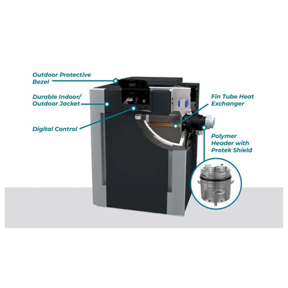Raypak P-R206A-EN-C #50 Digital Natural Gas Heater | 199.5K BTU | Electronic Ignition, Polymer Headers, Copper Exchanger, 200 lbs | 009216