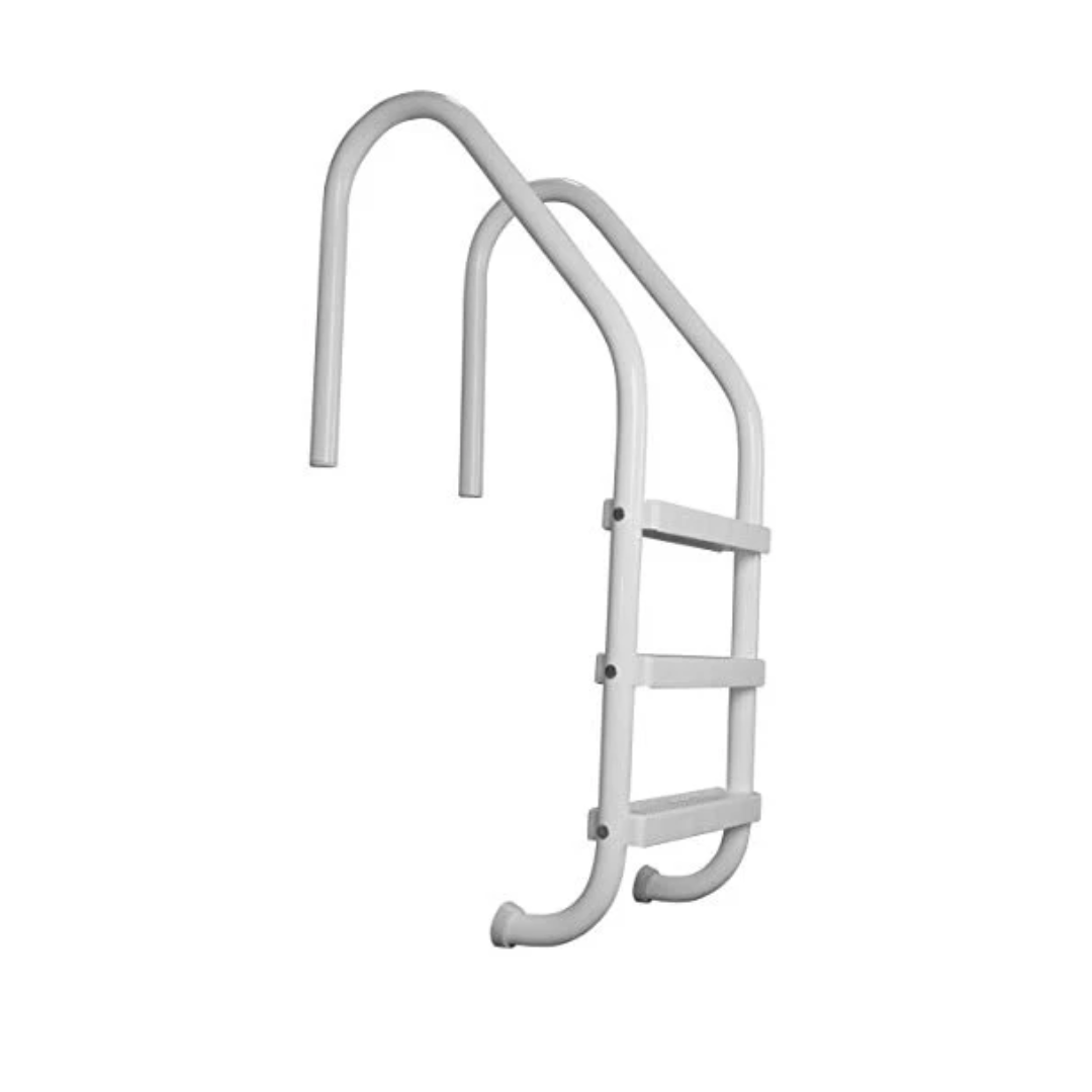 Rust Proof Saftron P-324-L3 Residential Inground White Three-Step Swimming Pool Ladder. 53" Tall x 24" Wide. (Includes Matching Escutcheons & Shipping)