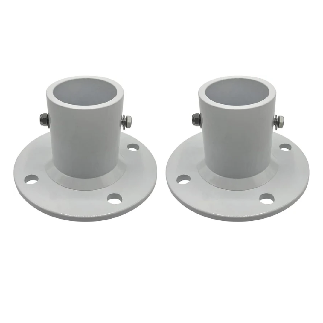 Poolzilla Deck Anchor Flange, High Grade Cast Aluminum in Matte White, Diameter: 1 7/8"