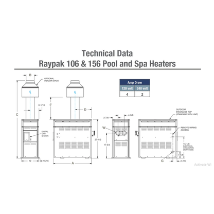 Raypak P-R156A-EP-C Digital Control Propane Gas Heater | 150K BTU | 014786