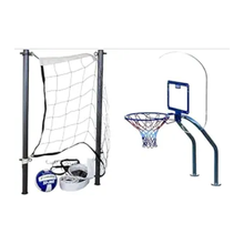 Global Pool Products X2 Basketball/Volleyball Set (16'/20') With Net and Ball, No Anchor