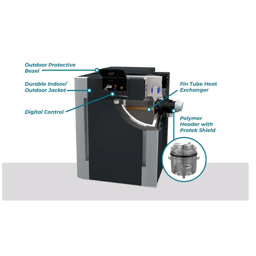 Raypak Digital Brass ASME Copper Natural Gas Pool Heater 017372 | 266,000 BTU
