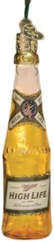 Old World Christmas Miller High Life Bottle Glass Blown Ornament for Christmas Tree, Handcrafted Holiday Decoration, Beer Collection