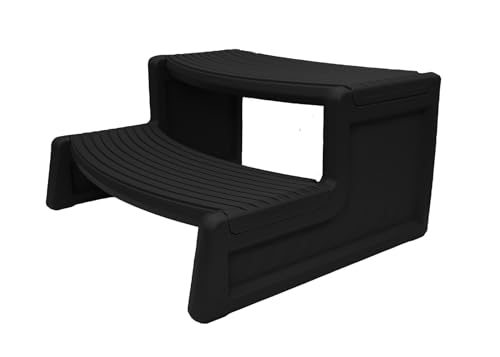 Confer Plastics Resin Multi Purpose Outdoor Non Slip Portable Spa and Hot Tub Handi-Step Deck Patio Steps Accessories, Black
