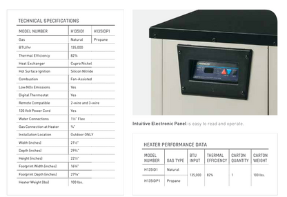 Hayward H-Series, W3H135FDN, Natural Gas Heater | 135,000 BTU