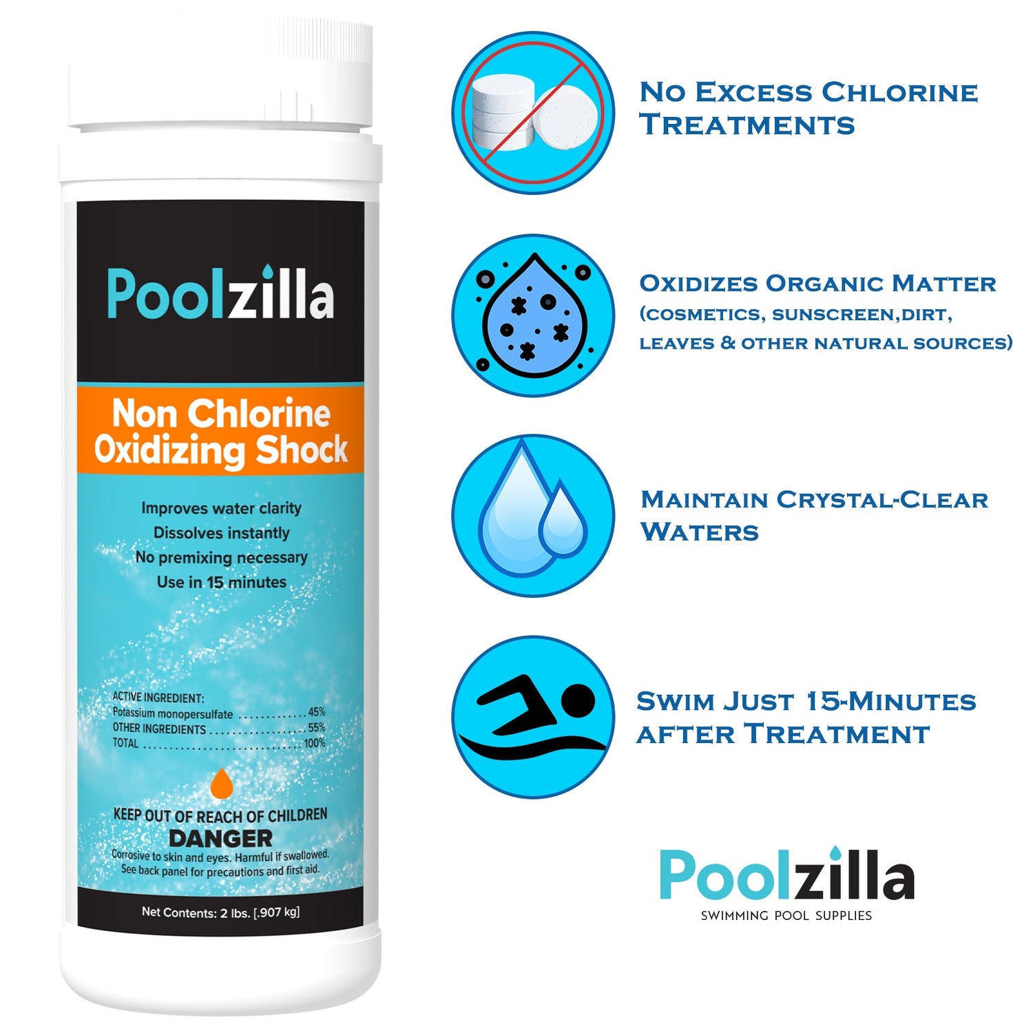 Poolzilla Non-Chlorine Oxidizing Shock Treatment (2LB)