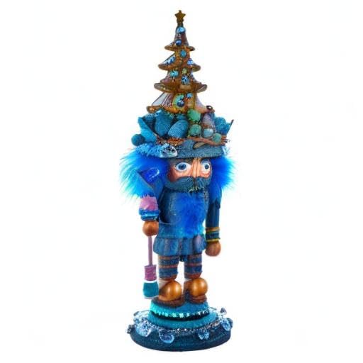 Kurt Adler Hollywood Wooden Nutcracker Collection, Blue with Tree, 18"