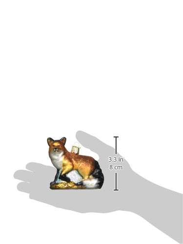 Old World Christmas Red Fox Glass Blown Ornament for Christmas Tree, Handcrafted Holiday Decoration, Wildlife Animal Collection