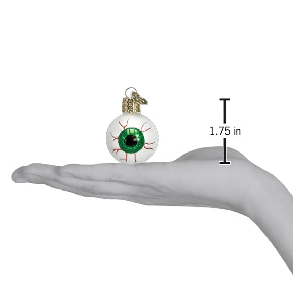 Old World Christmas Green Evil Eye Glass Blown Ornament for Christmas Tree, Handcrafted Holiday Decoration, Halloween Collection