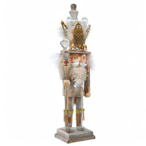 16-Inch Hollywood Platinum and Gold Glitter King Nutcracker