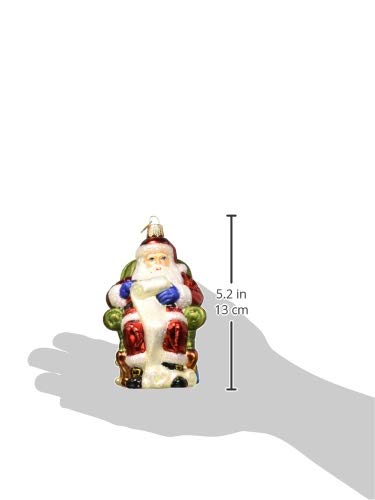 Old World Christmas Santa Checking His List Glass Blown Ornament for Christmas Tree, Handcrafted Holiday Decoration, Santa Collection