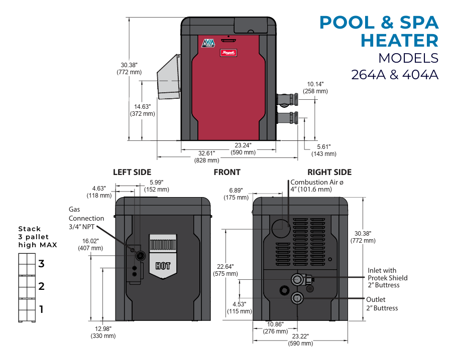 Raypak P-R404A-EP-C Low NOx Avia Propane Gas Heater | 399K BTU | 18039