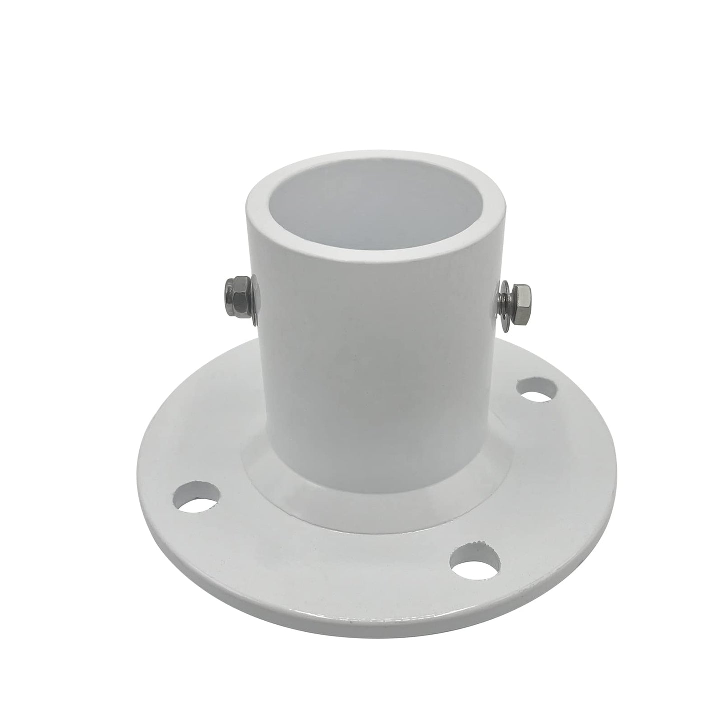 Poolzilla Deck Anchor Flange, High Grade Cast Aluminum in Matte White, Diameter: 1 7/8"