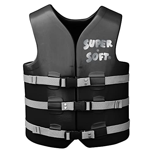 TRC Recreation Super Soft USCG Type III Adult Life Jacket Vest, X Large, Black