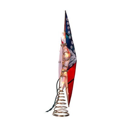 Kurt S. Adler UL3142 9.84" Brass Plated American Flag Inspired Capiz Star Tree Topper