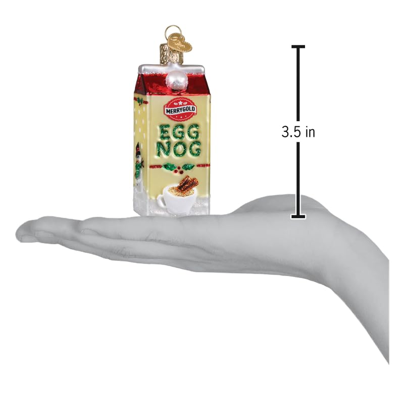 Old World Christmas Eggnog Carton Glass Blown Ornament for Christmas Tree, Handcrafted Holiday Decoration, Beverage Collection