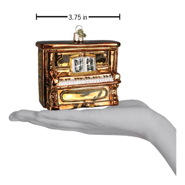 Old World Christmas Brown Upright Piano Glass Blown Ornament for Christmas Tree, Handcrafted Holiday Decoration, Music Collection