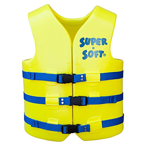 TRC Recreation Super Soft Adult Size Large Life Jacket USCG Approved Vinyl Coated Foam Swim Vest for Swimming Accessories and Beach Gear, Yellow