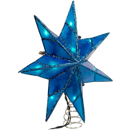 Kurt S. Adler Kurt Adler 10-Light 7-Point Capiz Star Treetop, Blue, White