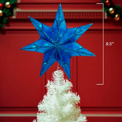 Kurt S. Adler Kurt Adler 10-Light 7-Point Capiz Star Treetop, Blue, White
