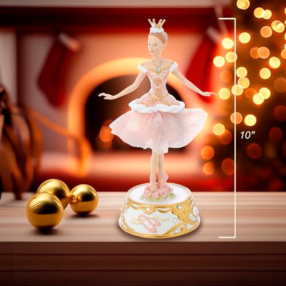 Kurt Adler T2274 10" Pink Ballerina Figure with Musical Base