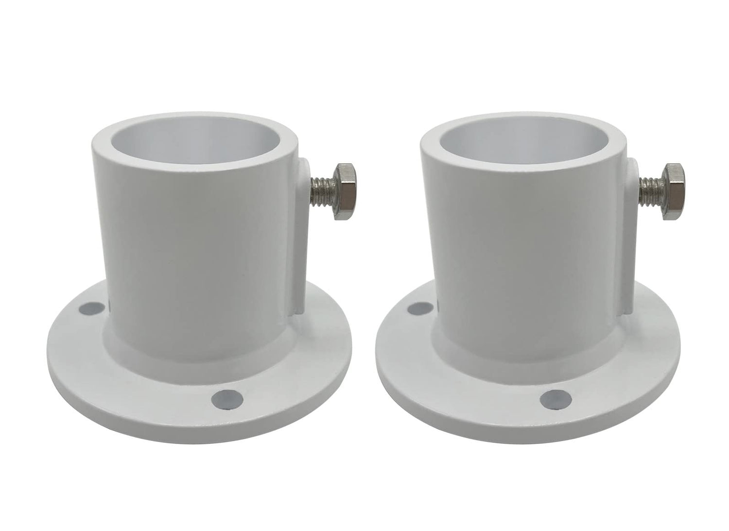 Poolzilla Deck Anchor Flange, High Grade Cast Aluminum in Matte White, Diameter: 1 1/2